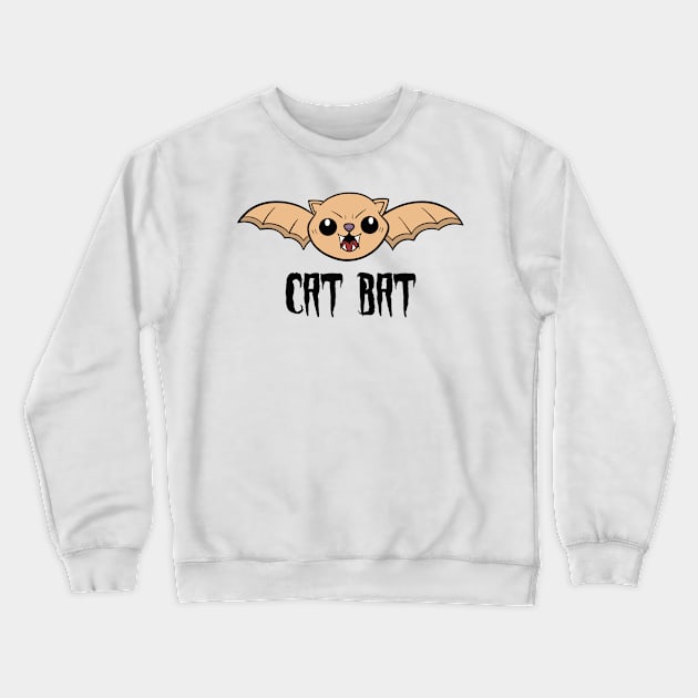 Cat Bat Halloween Design - Version 2 Crewneck Sweatshirt by Funky Chik’n